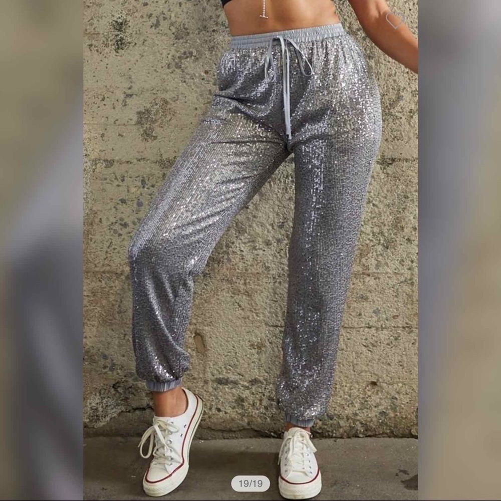 Disco Time Sequin Jogger Pants